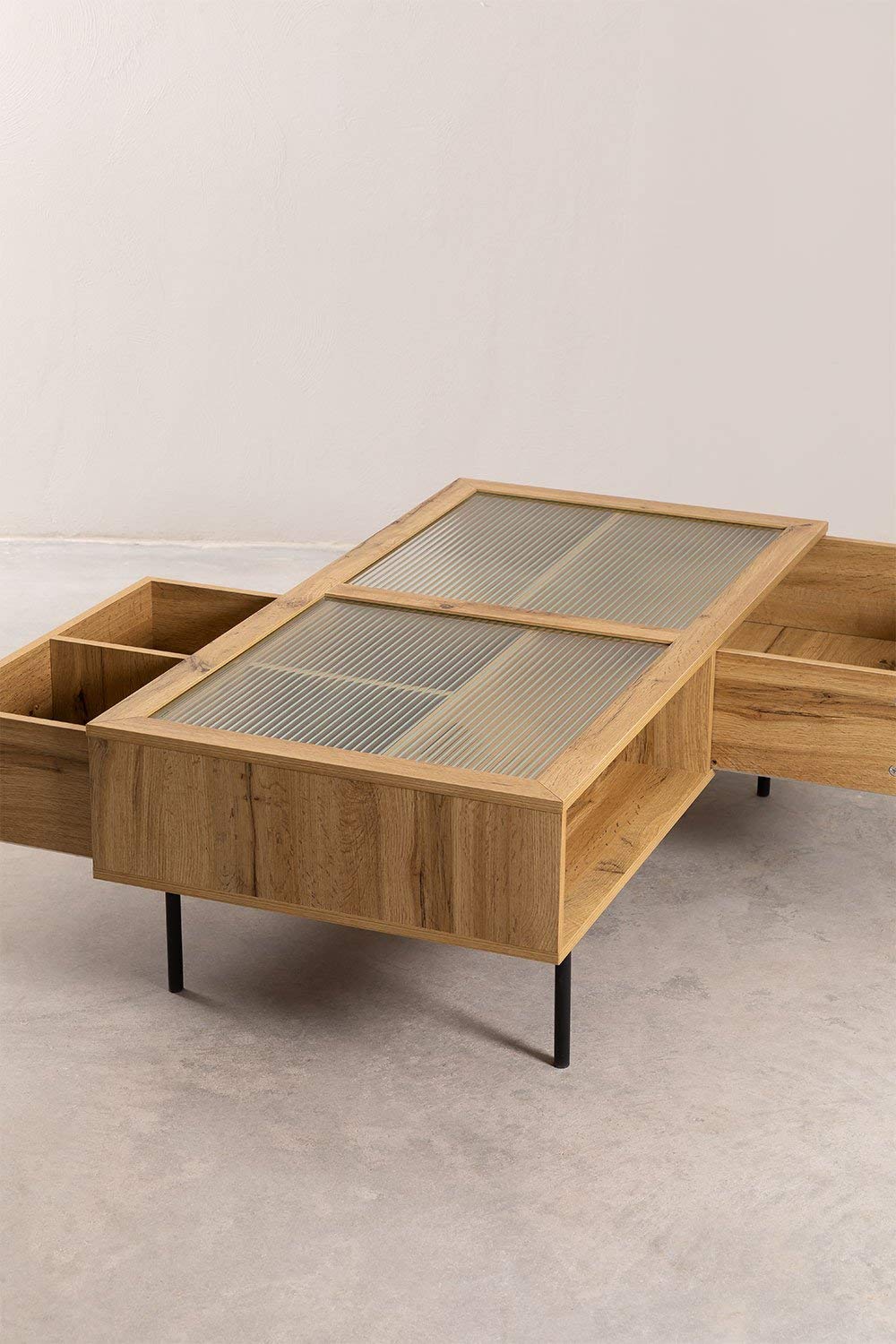 Sklum Ipek tavolino MDF e vetro rustico 120 cm