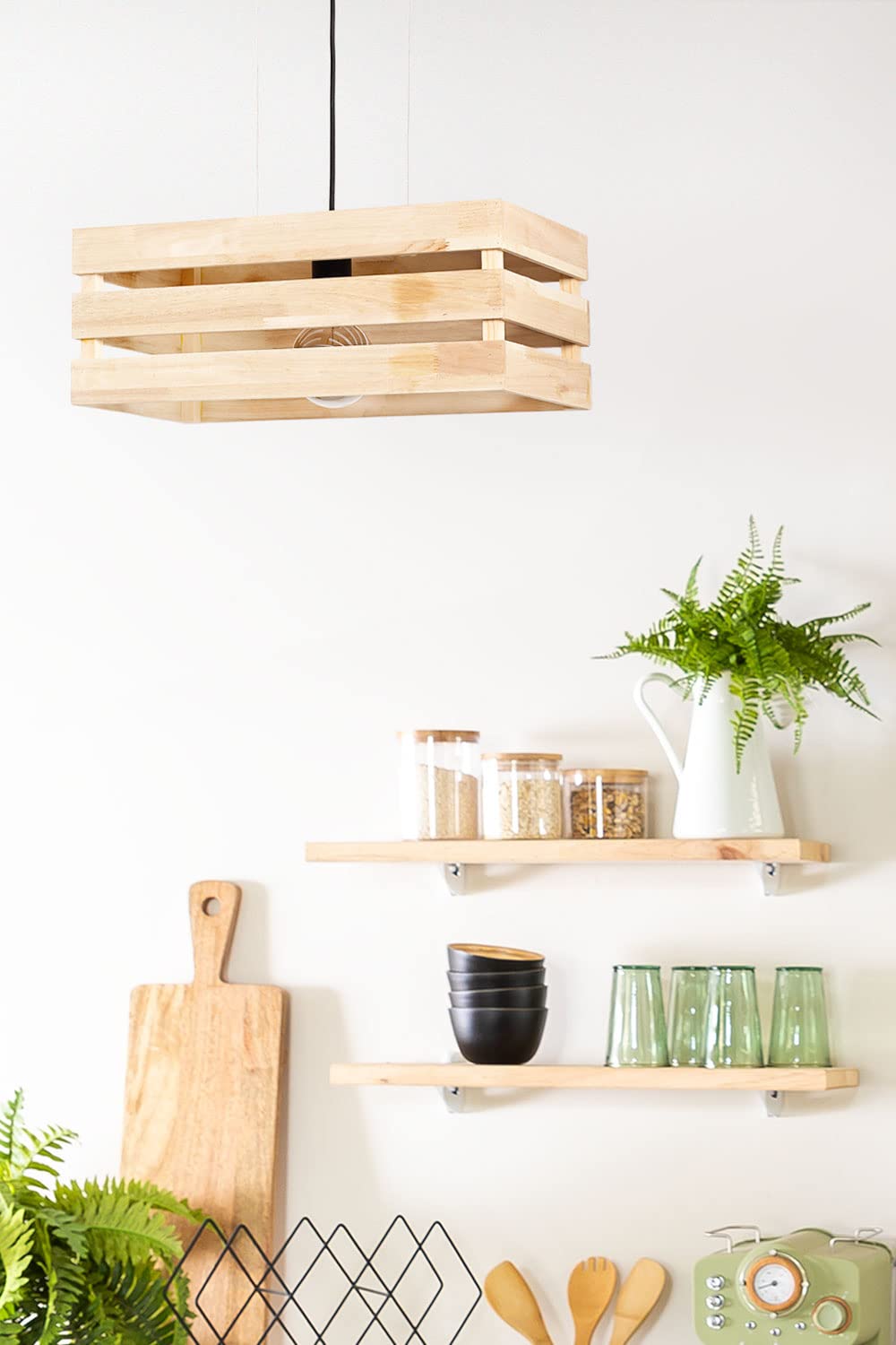 Sklum Kaixa Lampada da Soffitto Legno Naturale 50 cm