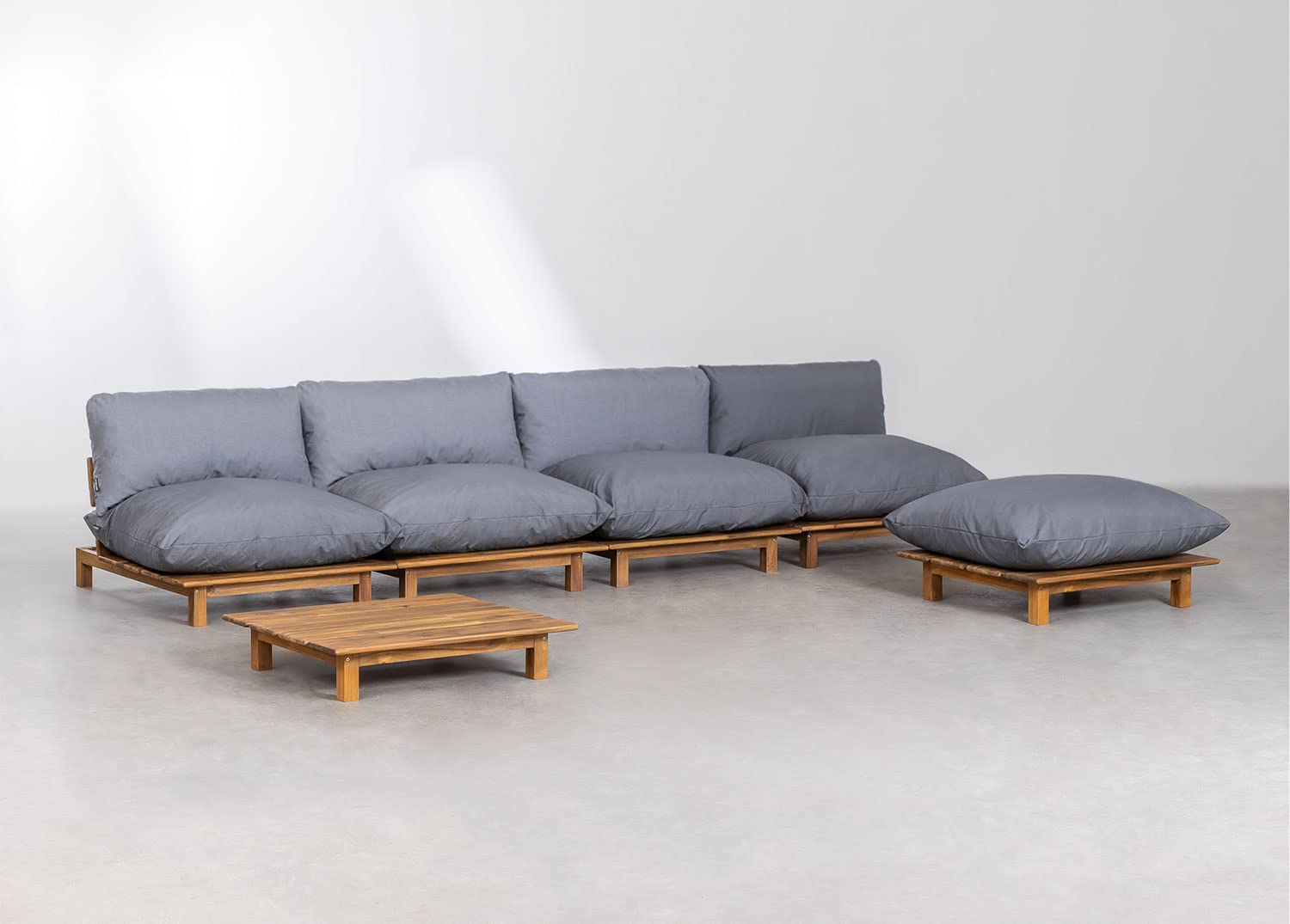 Sklum Brina set giardino modulare reclinabile 4 pezzi acacia