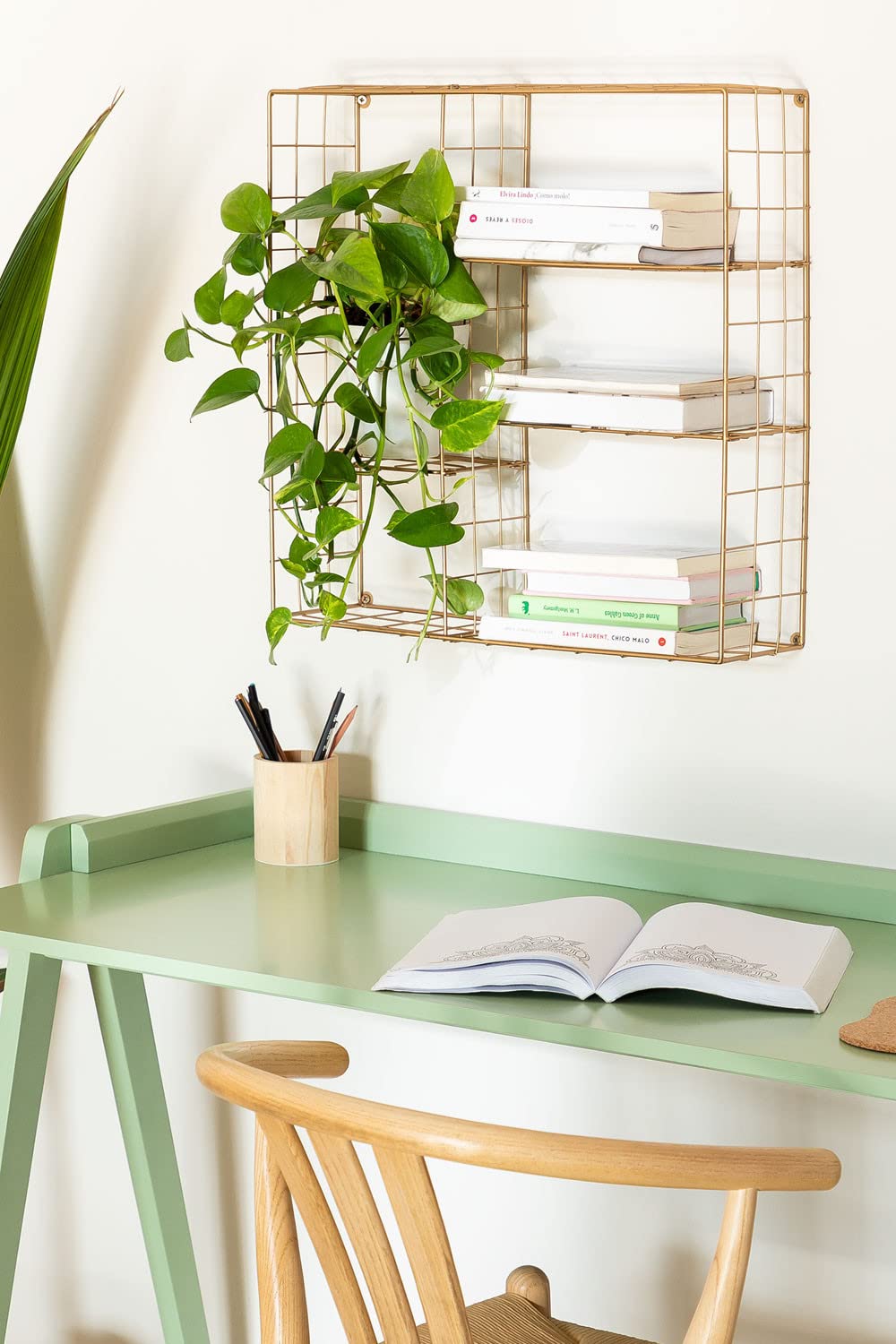 Sklum Lorin scaffale da parete 50 cm dorato 5 ripiani