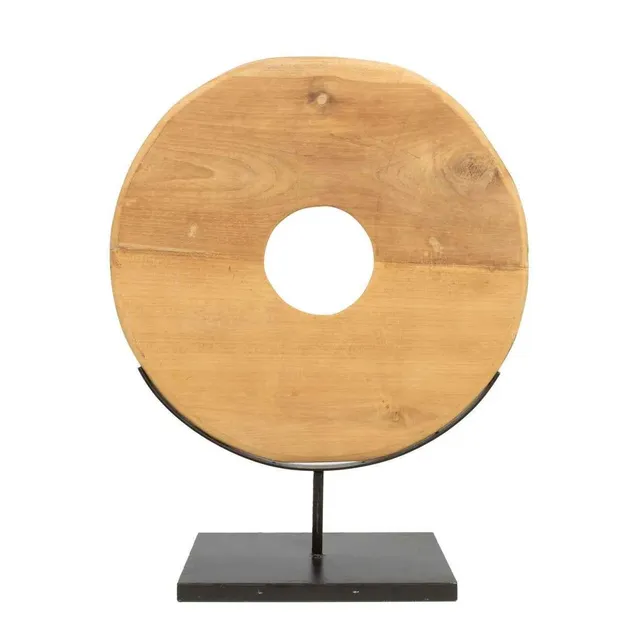 Bambua Teak Disc on Stand scultura legno L