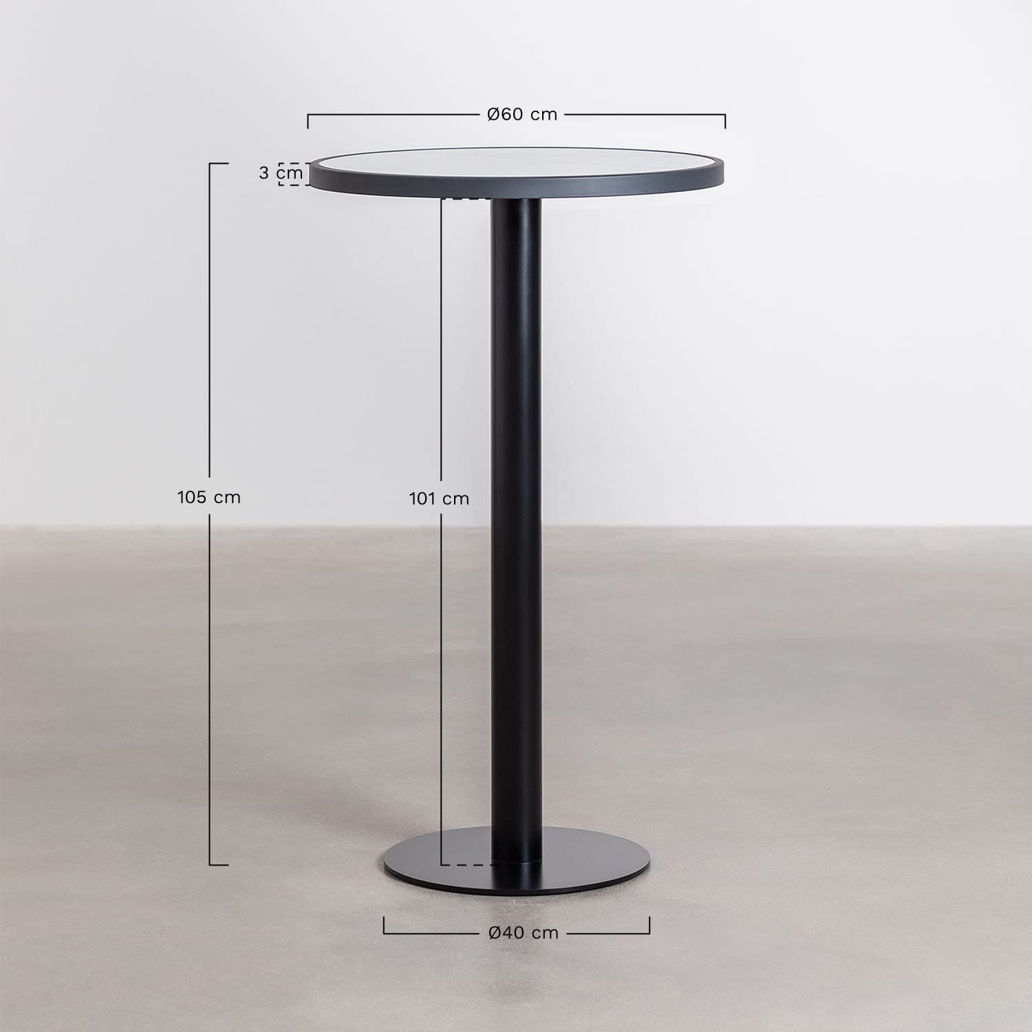 Sklum Caramel tavolo bar alto gres Ø60 cm