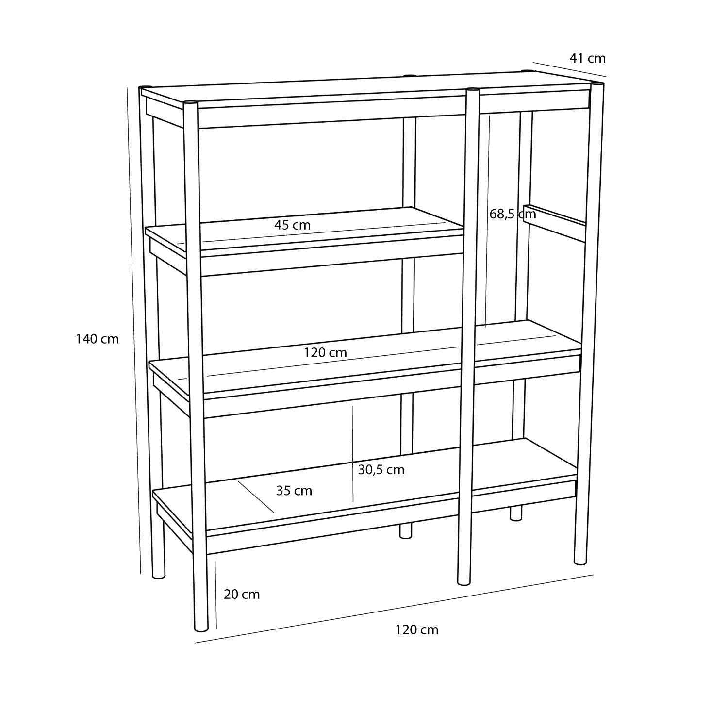 Bambua Seize libreria rovere naturale asimmetrica