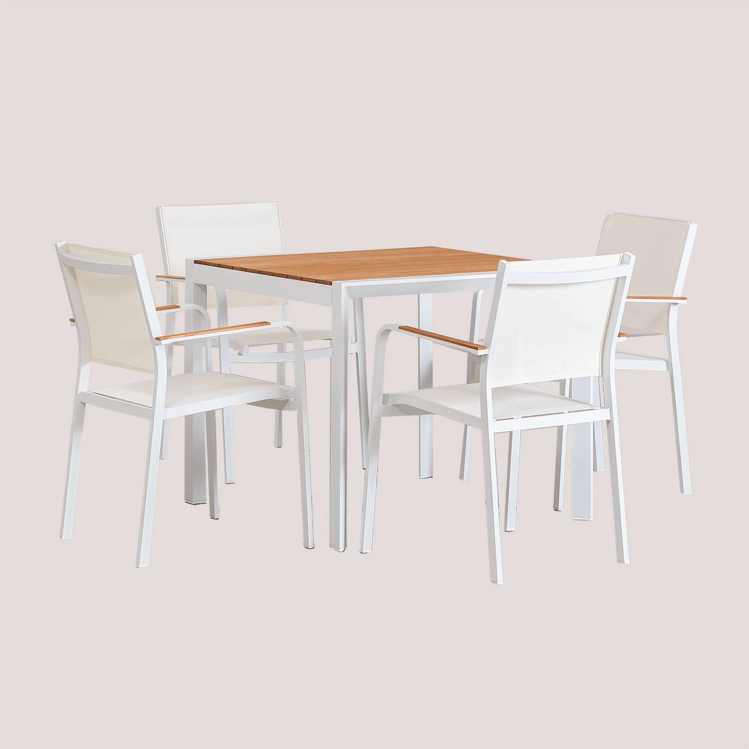 Sklum Classic Archer 90x90 set tavolo sedie giardino 4 sedie legno