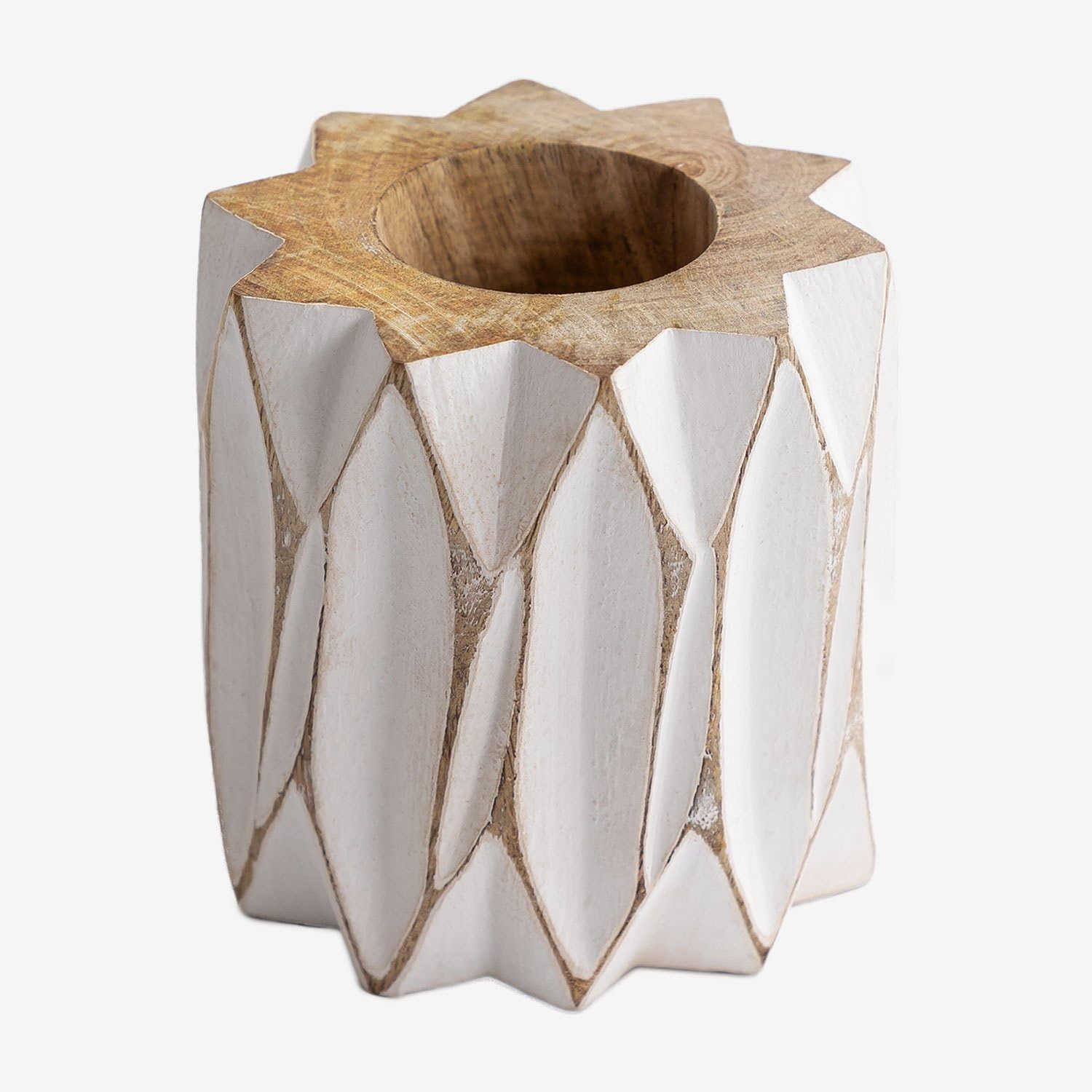 Sklum Moura B vaso in legno di mango intagliato
