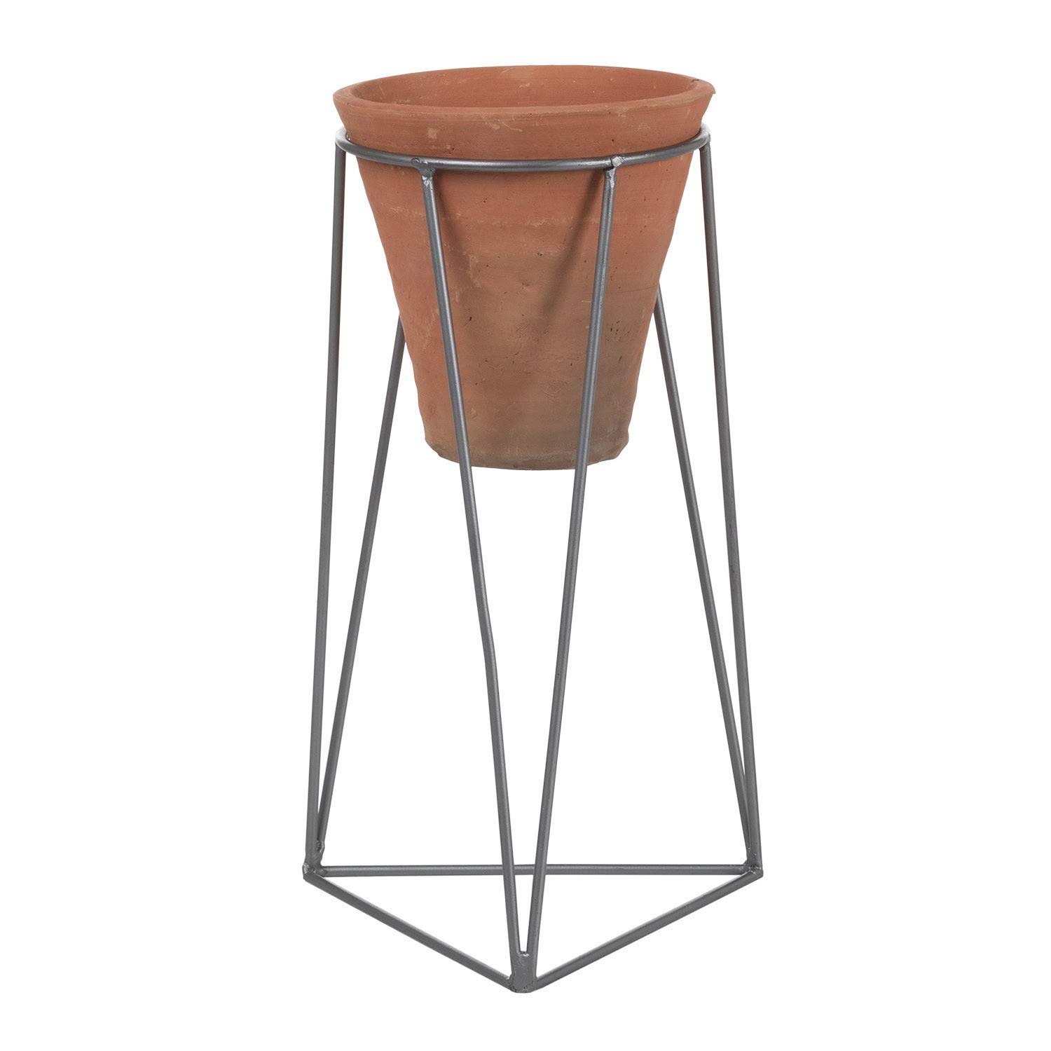 Sklum Jahr Vaso in Ceramica 40 cm con Base Acciaio