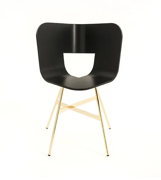 Colé Tria Wood Gold sedia oro base metallo