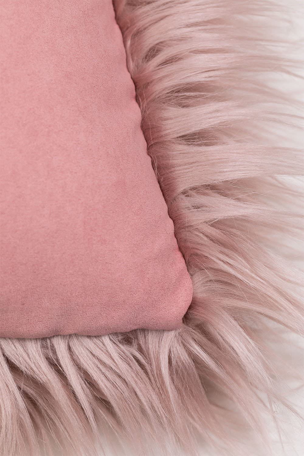 Sklum Friser cuscino quadrato 45x45 rosa nocciola pelo lungo