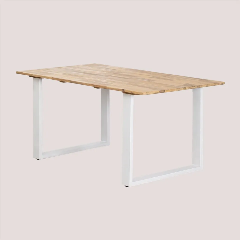 Sklum Melina Tavolo Giardino Rettangolare 160x90 Bianco Acacia