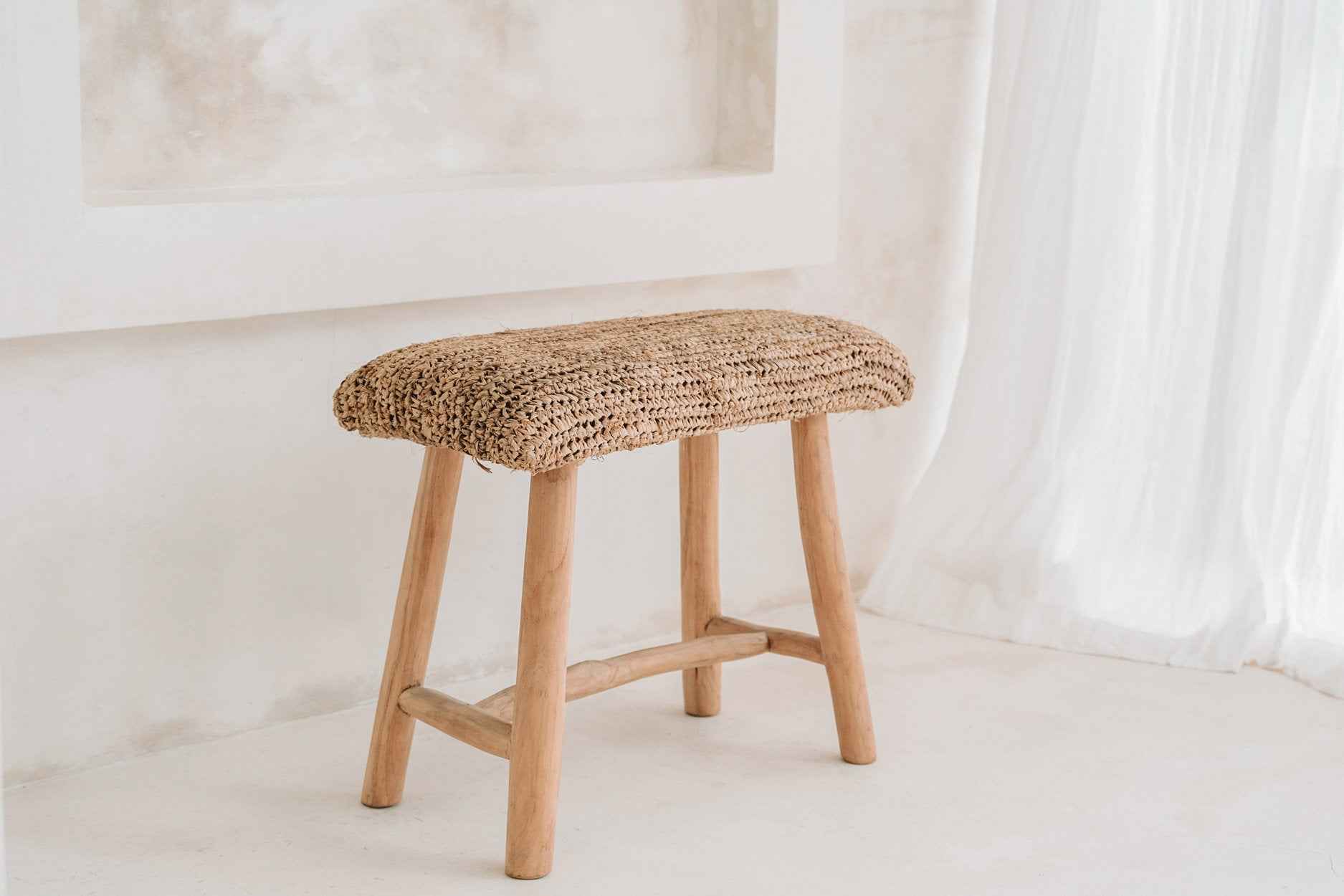 Bambua Raffia panca naturale rafia e teak