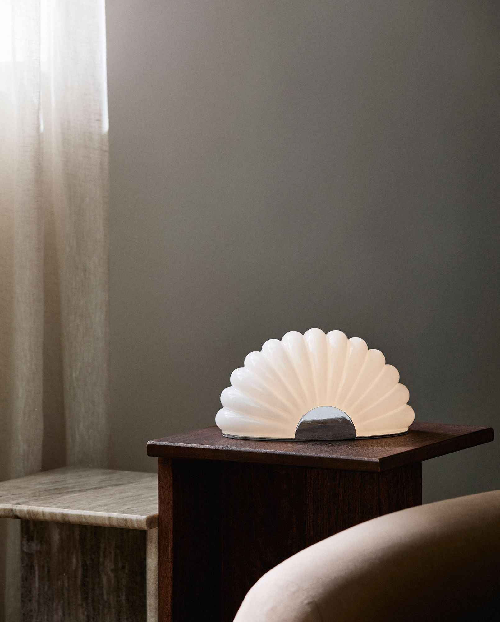 Bambua Chia Lampada da Tavolo Vetro Bianco Cromo