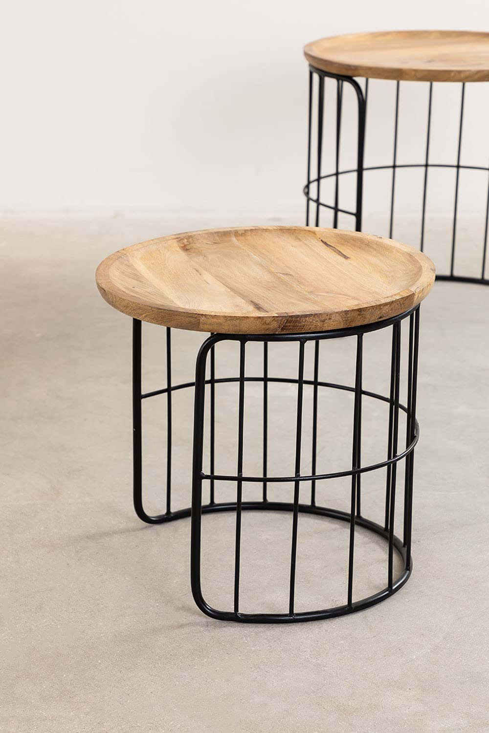 Sklum Ound Style set 2 tavolini impilabili in legno riciclato
