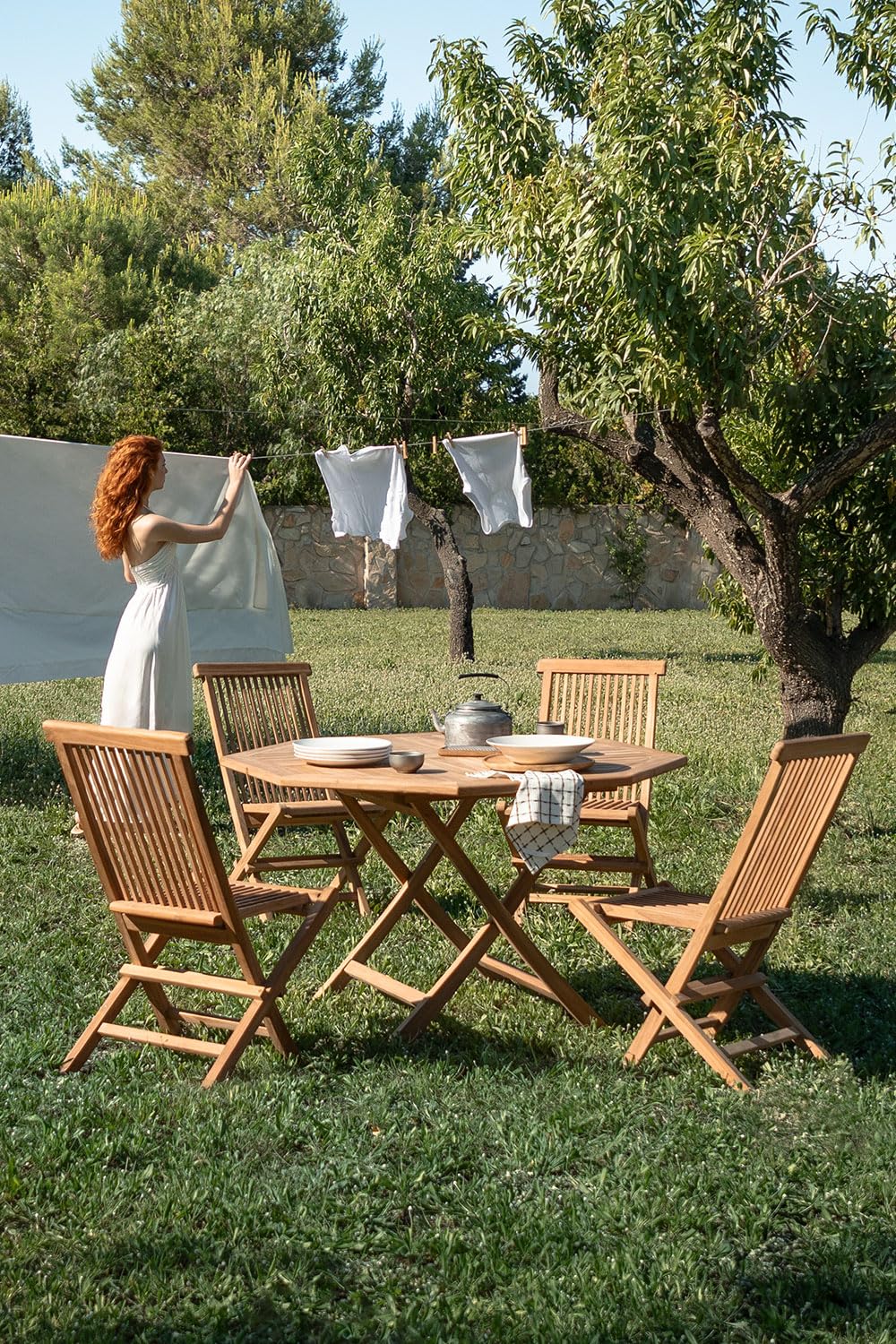 Sklum Pira Set Tavolo e 4 Sedie Teak Pieghevole