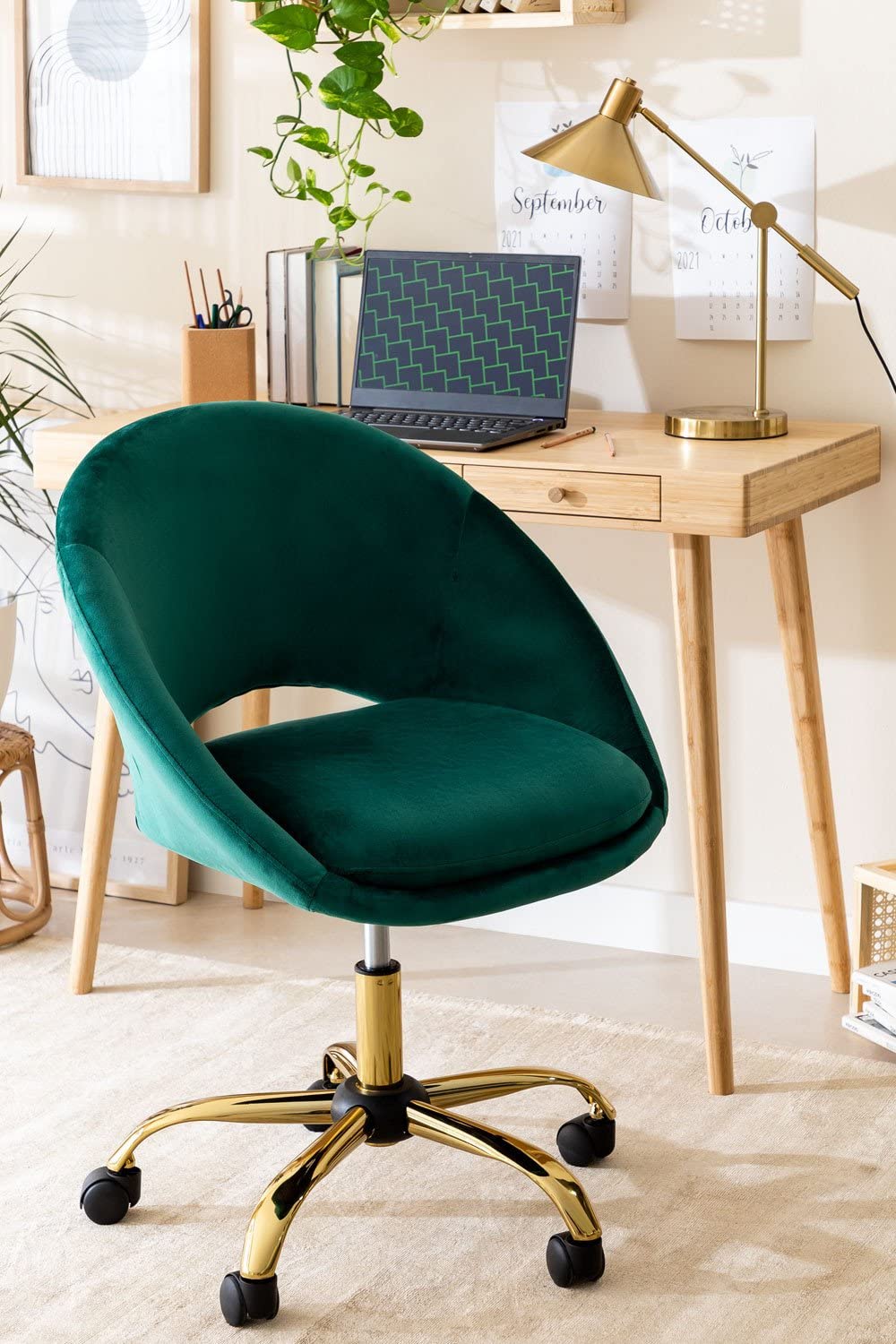 Sklum Vilett sedia ufficio velluto verde jungle
