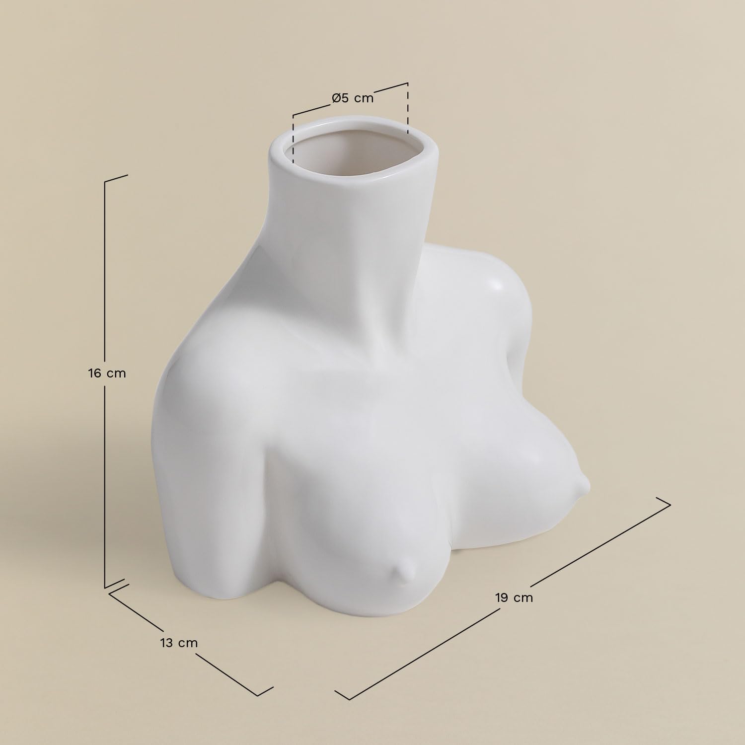 Sklum Aleska vaso in ceramica bianco forma busto