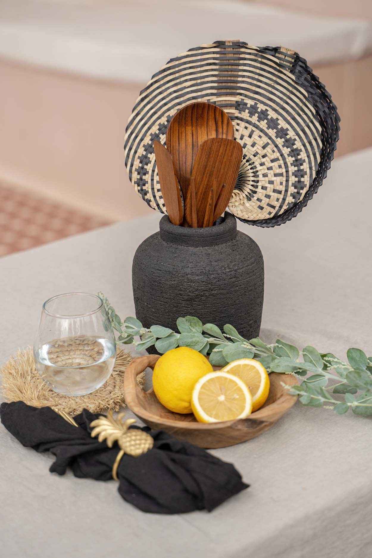 Bambua Peaky vaso terracotta nero S fiori secchi
