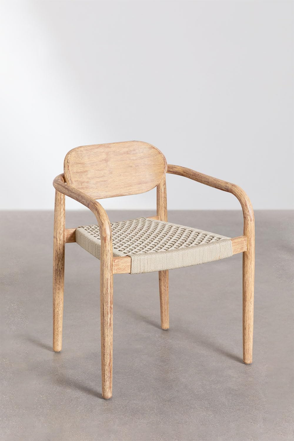 Sklum Naele set 4 sedie giardino legno e corda braccioli