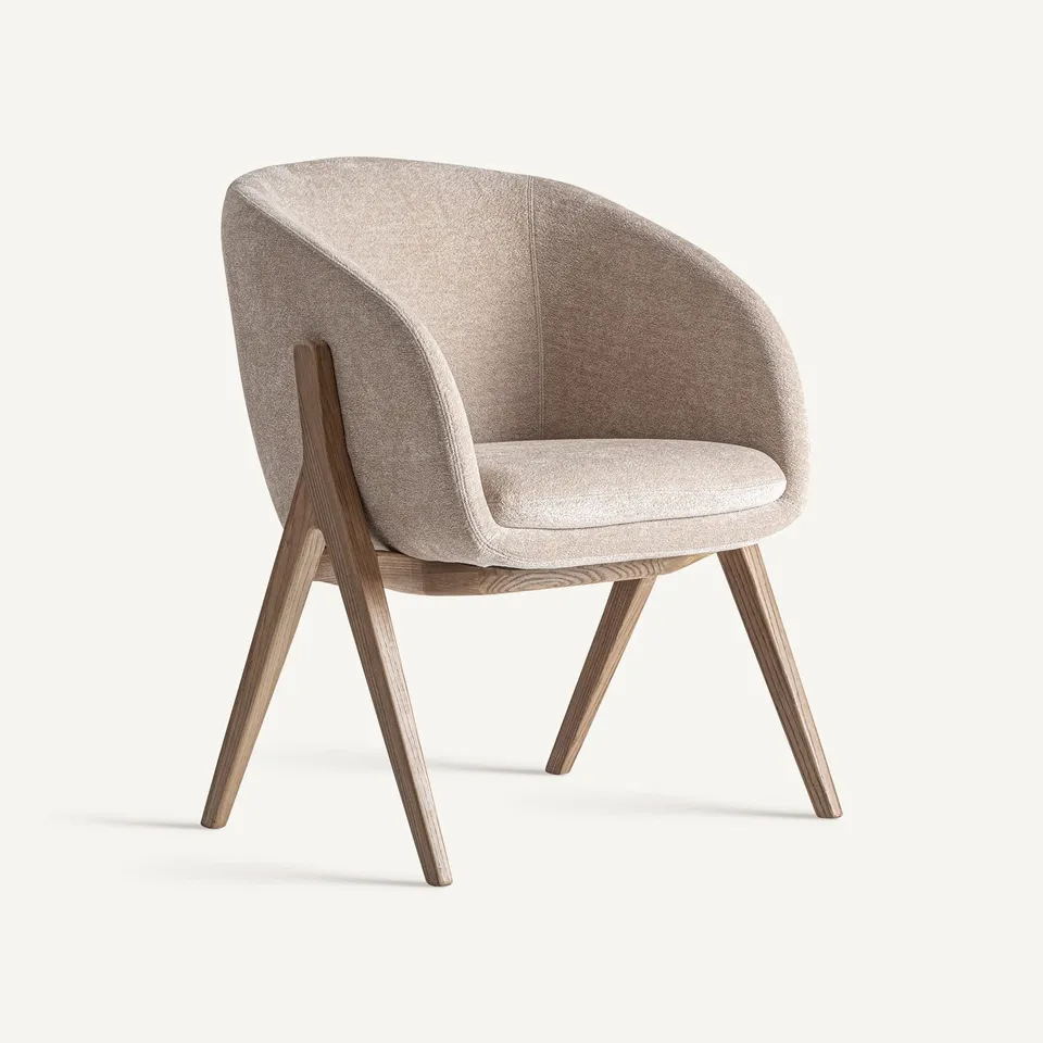Bambua Lupin Sedia Imbottita Beige Gambe in Frassino