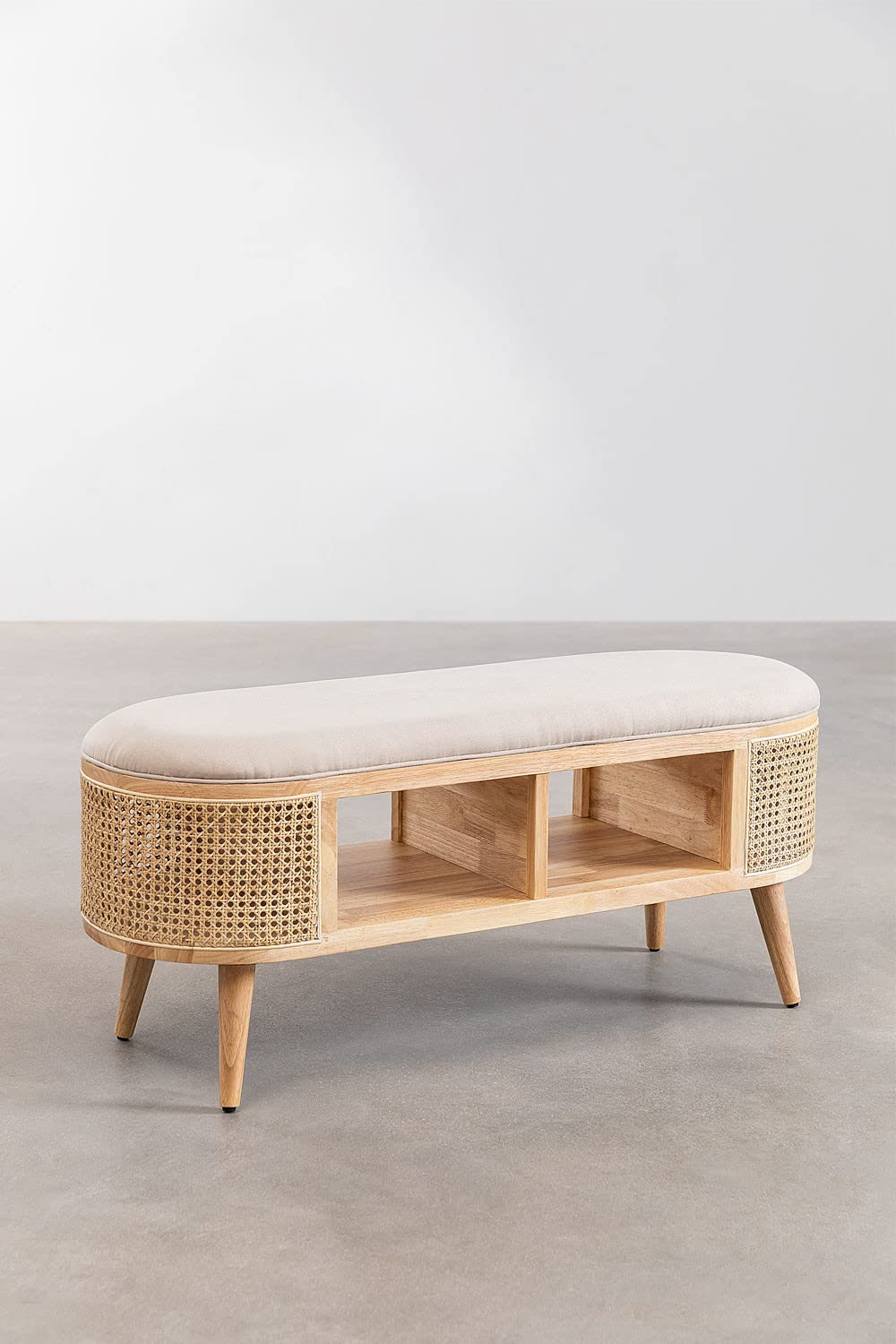 Sklum Icon panca contenitore 111 cm in betulla e rattan