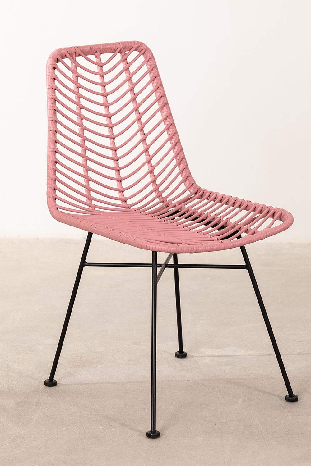 Sklum Gouda Colors sedia da pranzo rattan rosa peonia nero