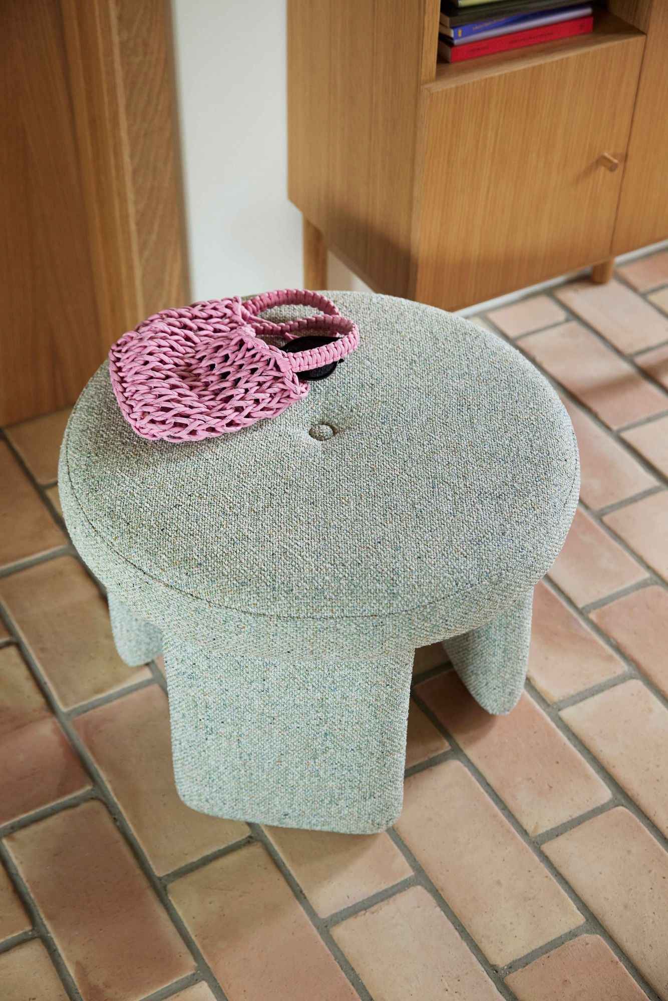 Bambua Rocco pouf verde chiaro Ø54 cm tessuto