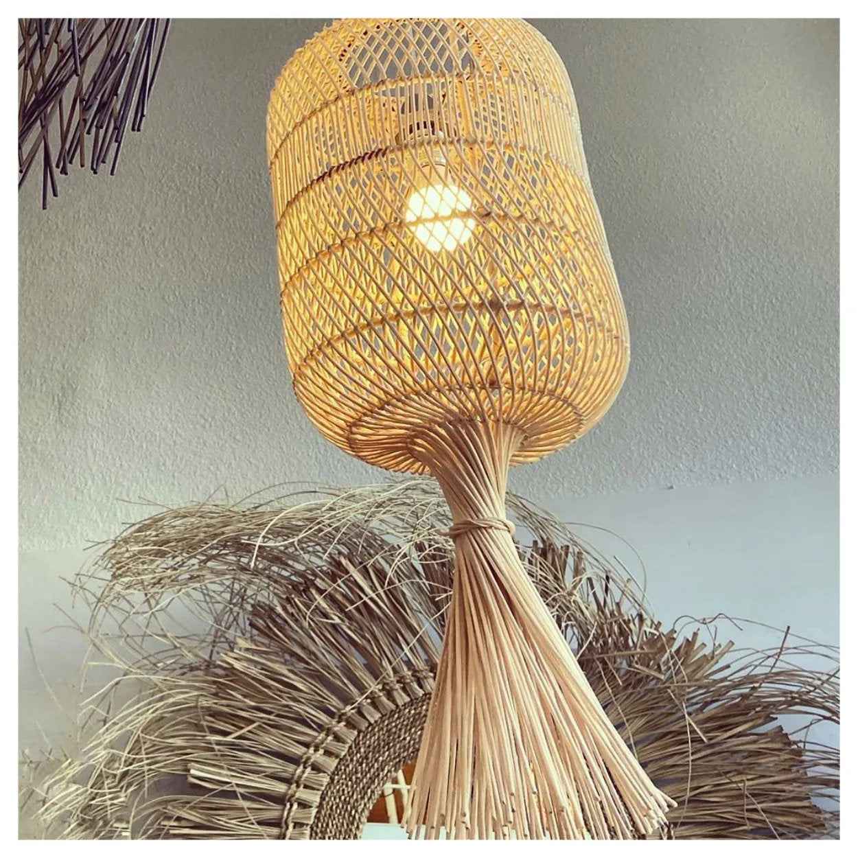 Bambua Dumpling Piantana Naturale M in rattan