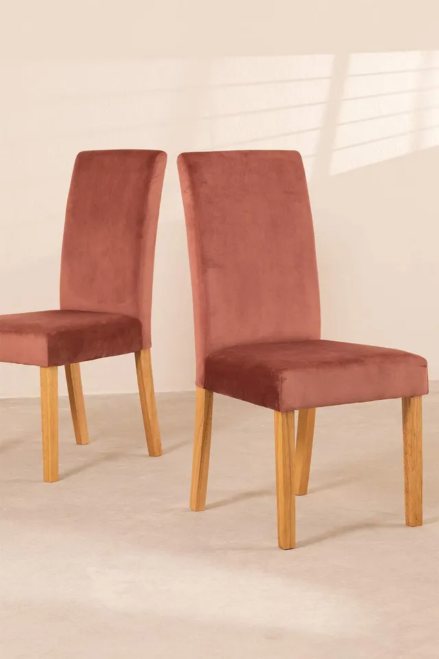 Sklum Cindy Sedie Sala da Pranzo Velluto Pack 2 Rosé