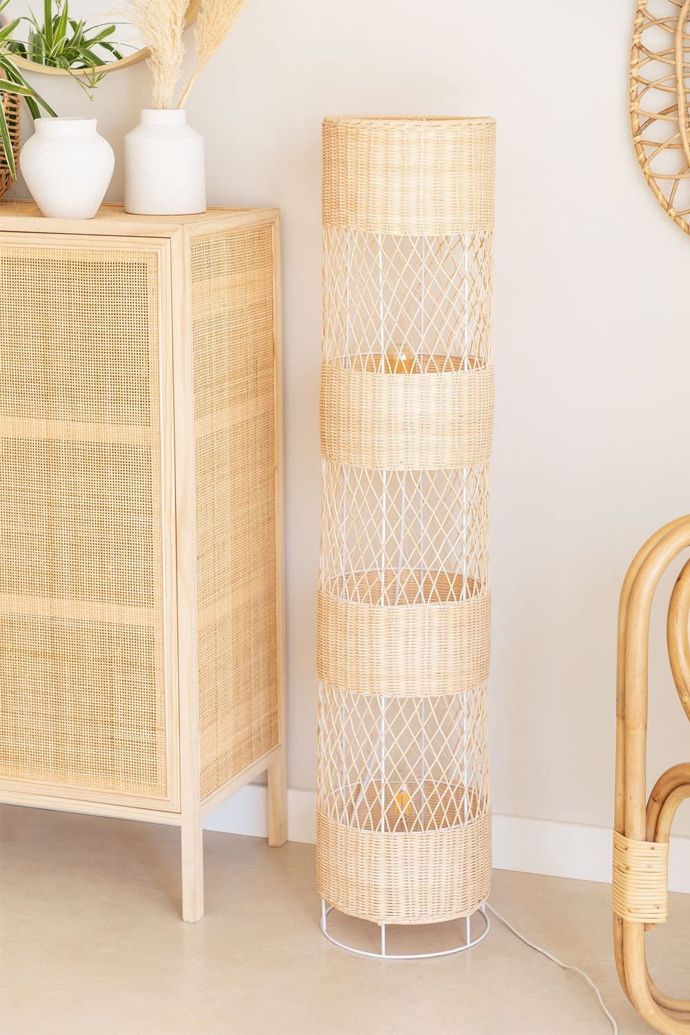 Sklum Estid piantana rattan naturale 121 cm
