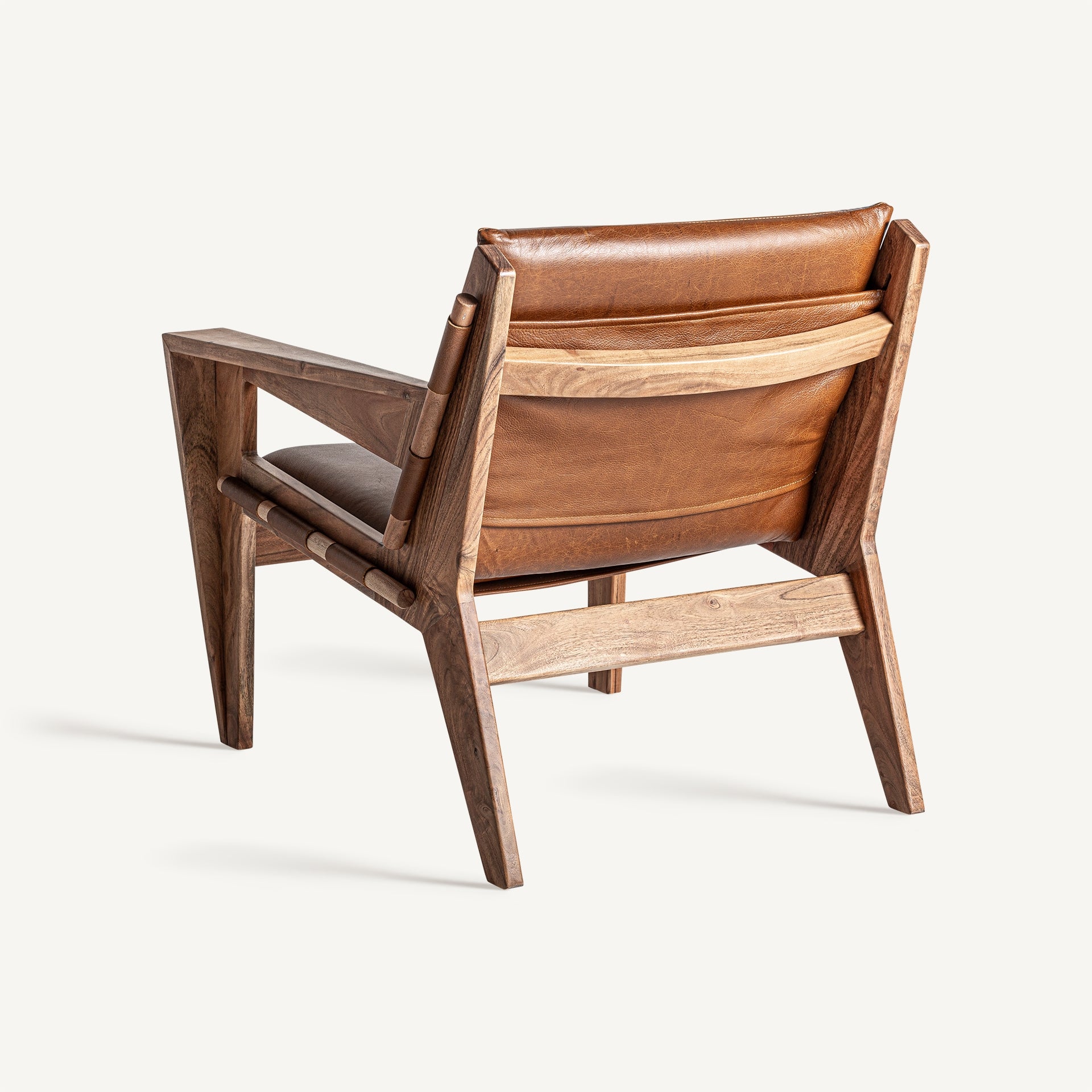Bambua Melle Poltrona Pelle Marrone Acacia