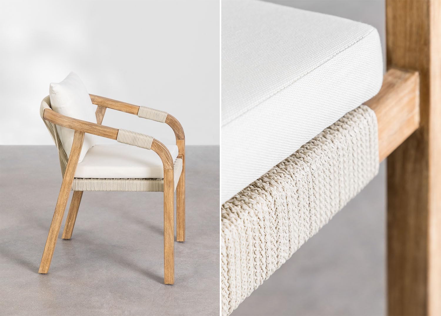 Sklum Dubai sedia da giardino con braccioli in acacia