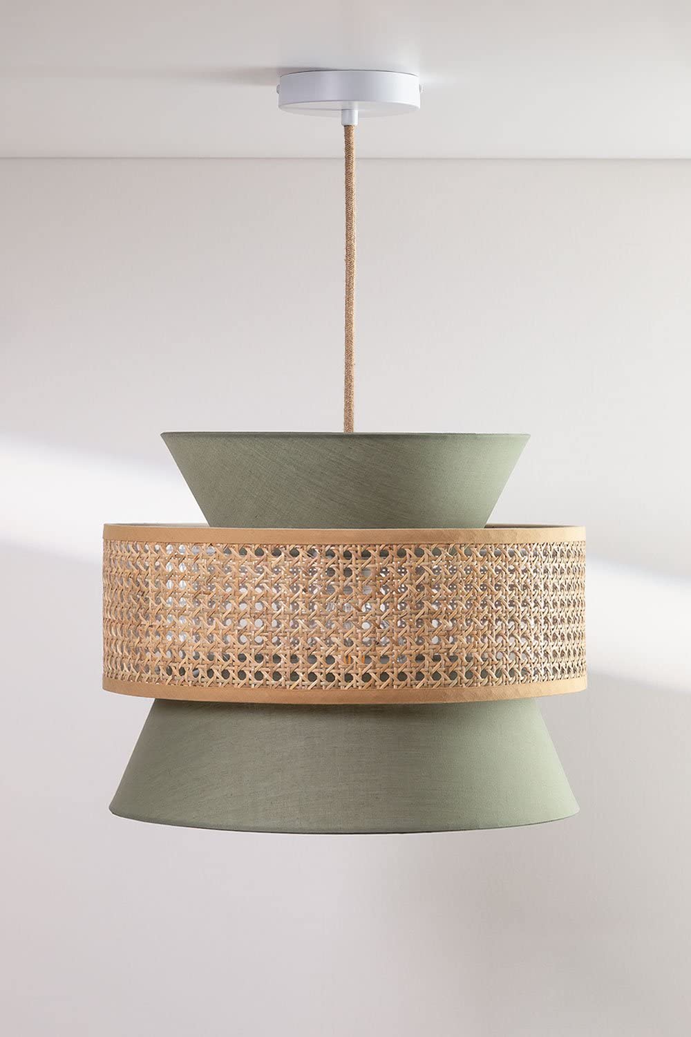 Sklum Yereh lampadario rattan verde kaki Ø40 cm