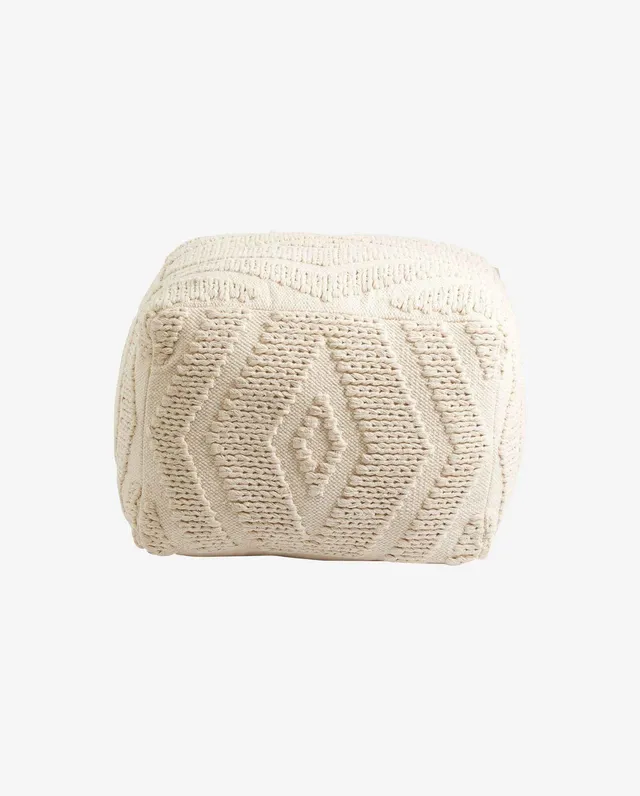 Bambua Wular pouf bianco panna fatto a mano