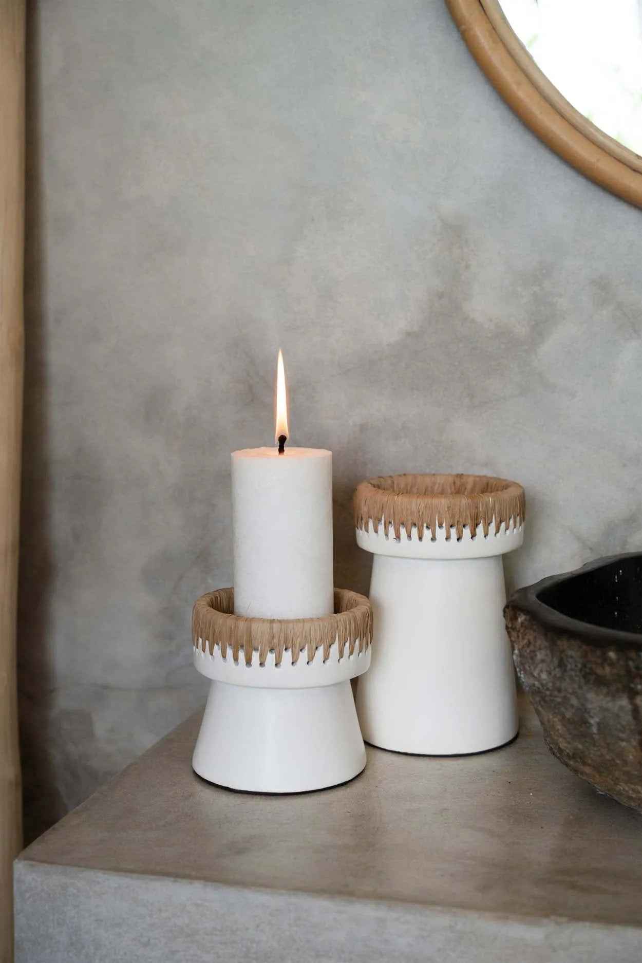 Bambua Pretty portacandele S bianco naturale