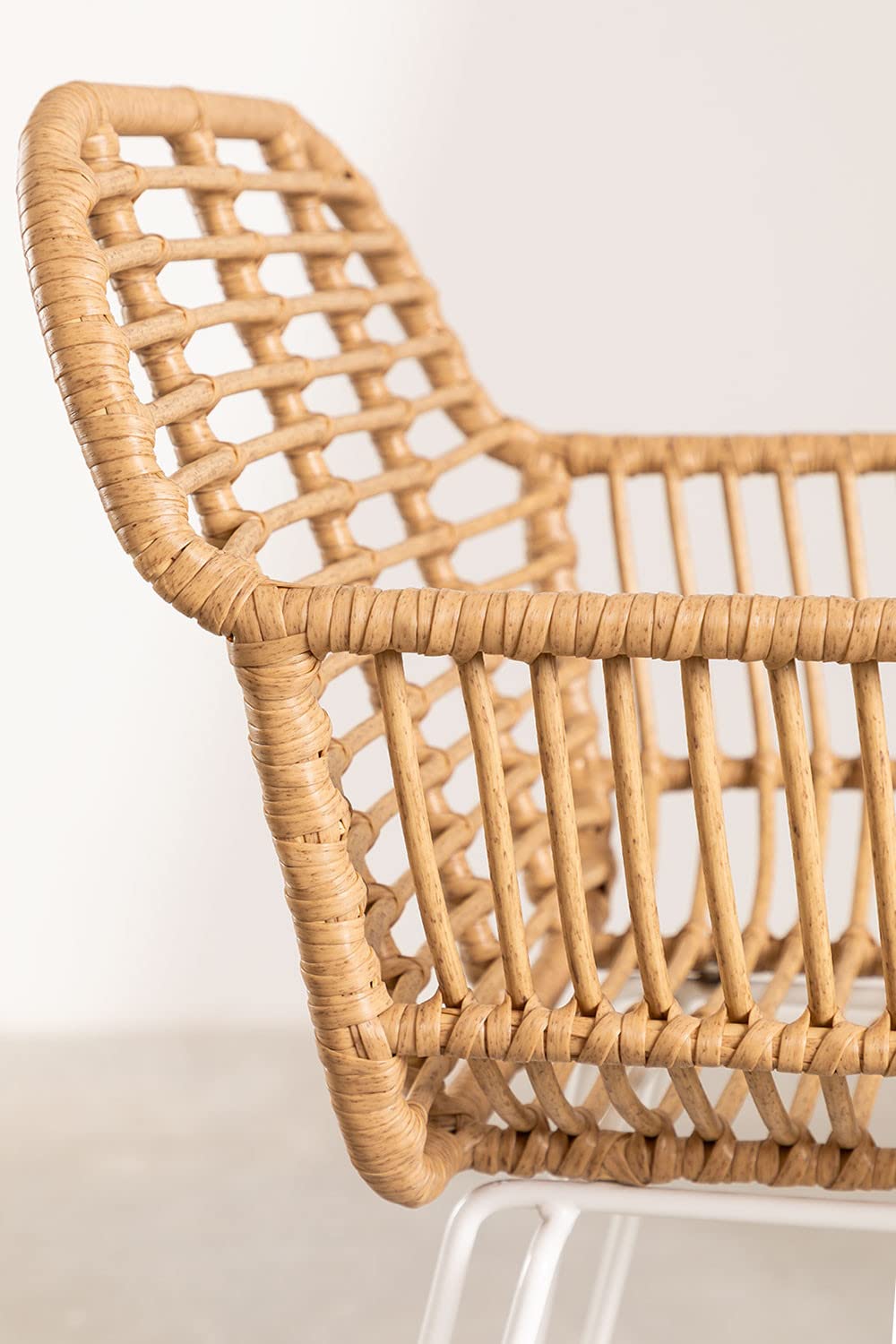 Sklum Eska sgabello alto da giardino bianco 75 cm rattan