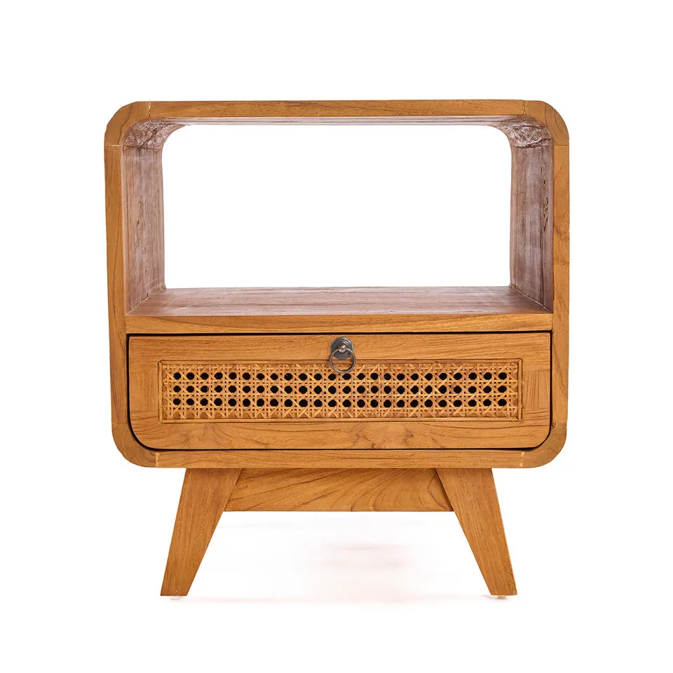 Bambua Breeze comodino in teak e rattan
