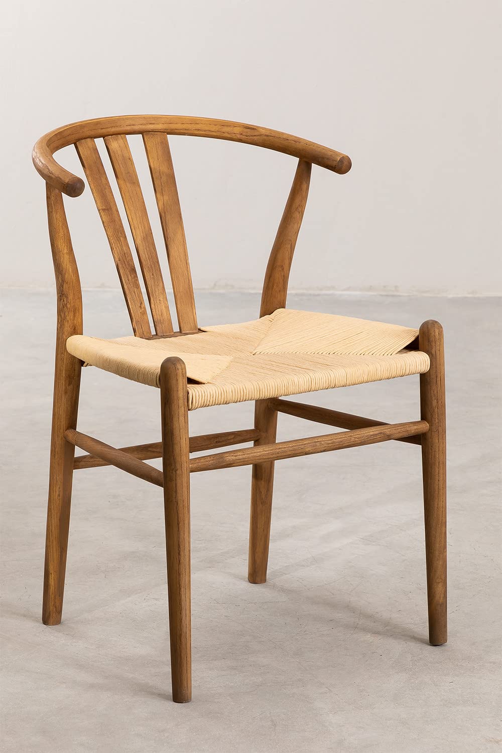 Sklum Uish Retro sedia da pranzo legno scuro corda