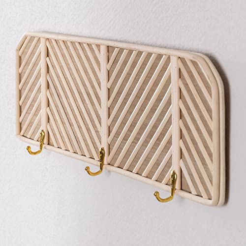 Sklum Merki appendiabiti a parete rattan e legno 3 ganci