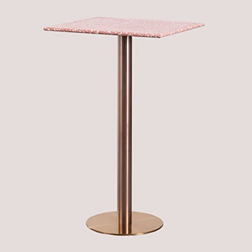 Sklum Malibu tavolo bar alto 60x60 cm terrazzo rosa dahlia