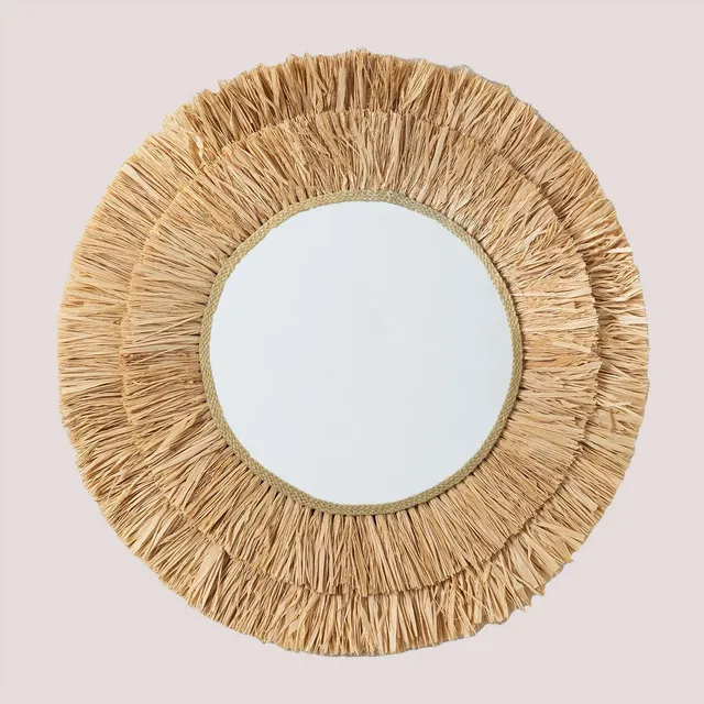 Sklum Willow specchio rotondo Ø79 cm in rafia
