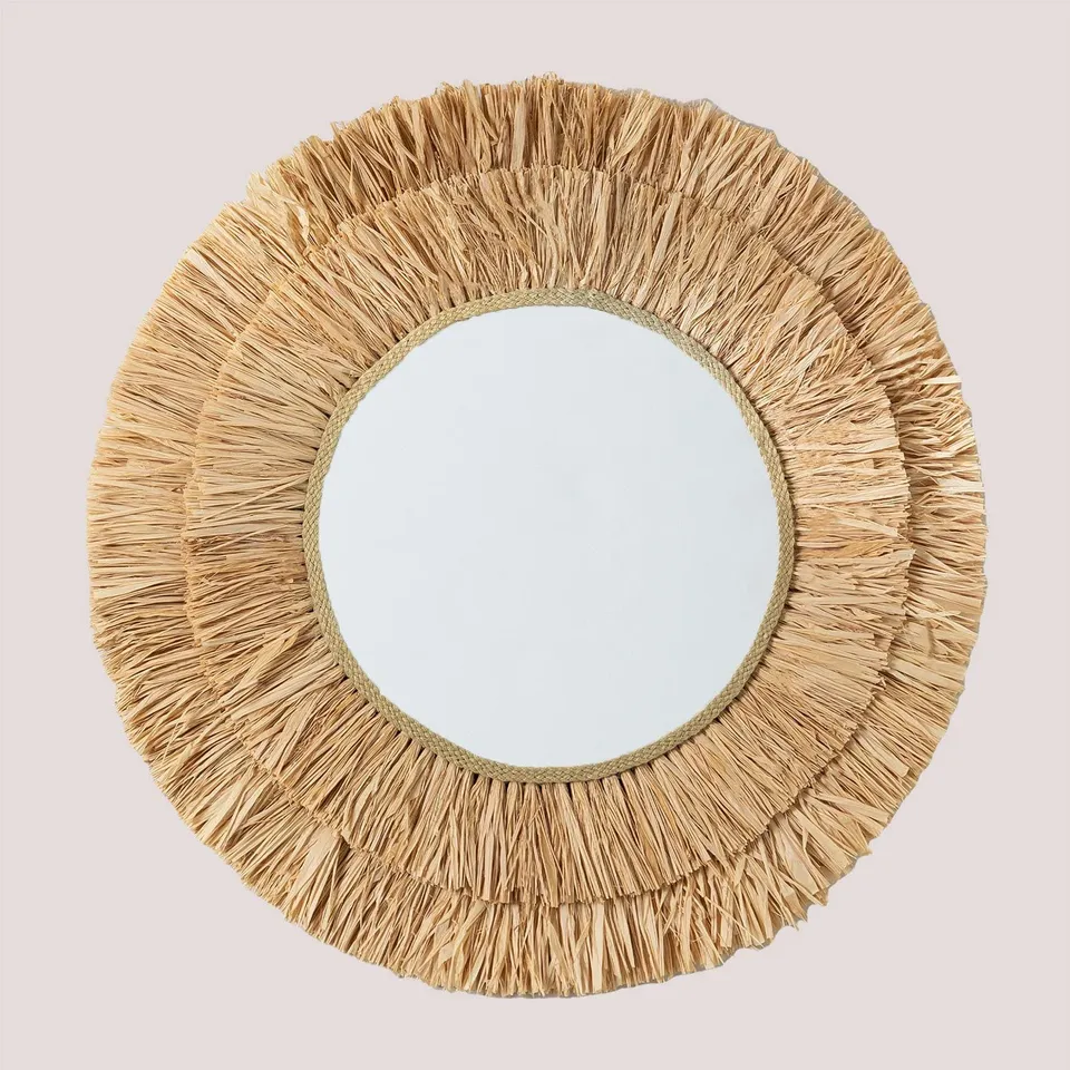 Sklum Willow specchio rotondo Ø79 cm in rafia