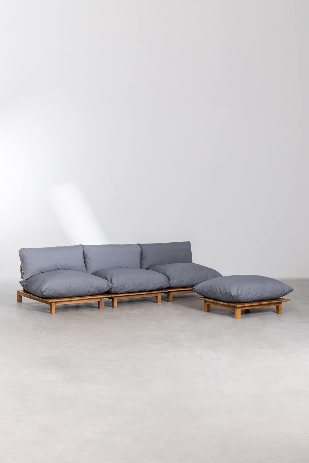 Sklum Brina divano da giardino 3 pezzi + pouf in acacia