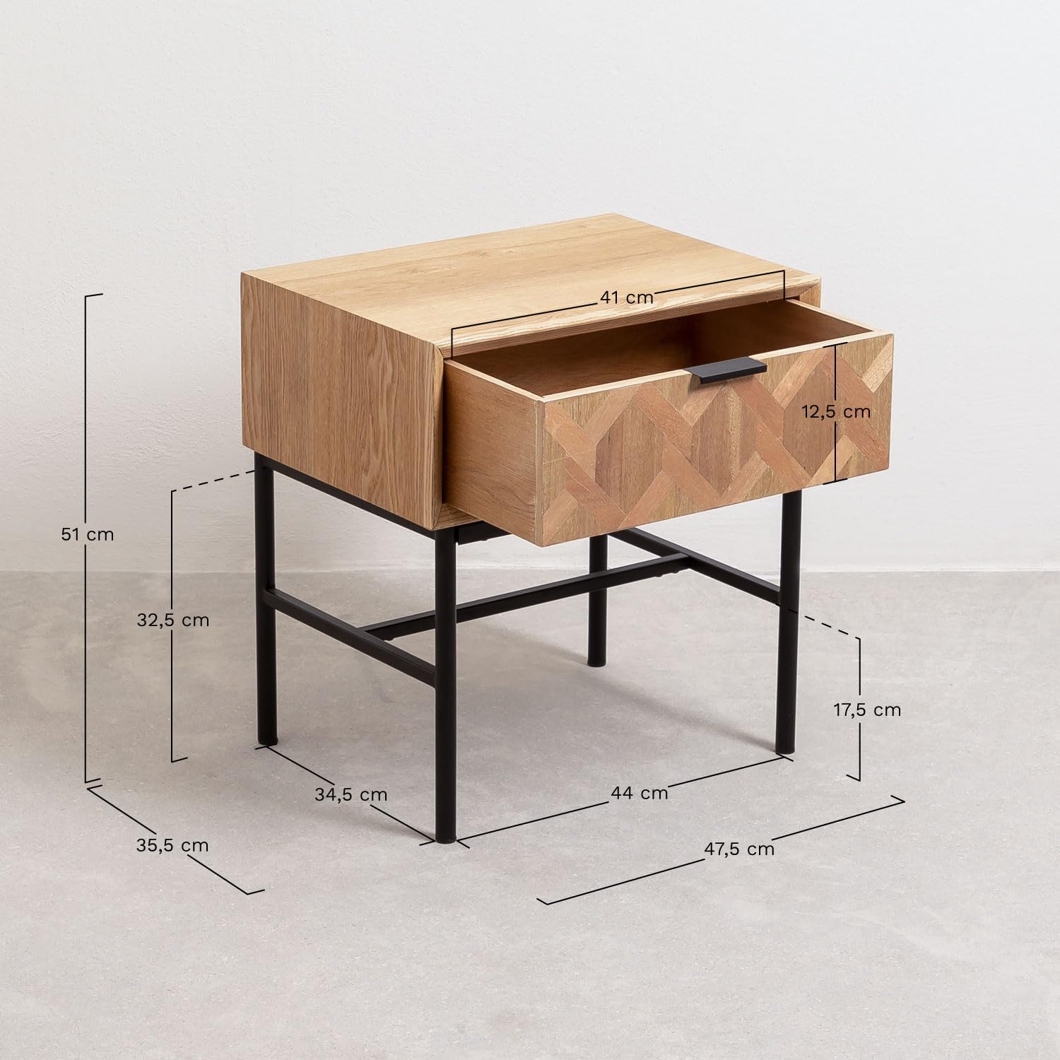 Sklum Gugh comodino legno frassino con cassetto