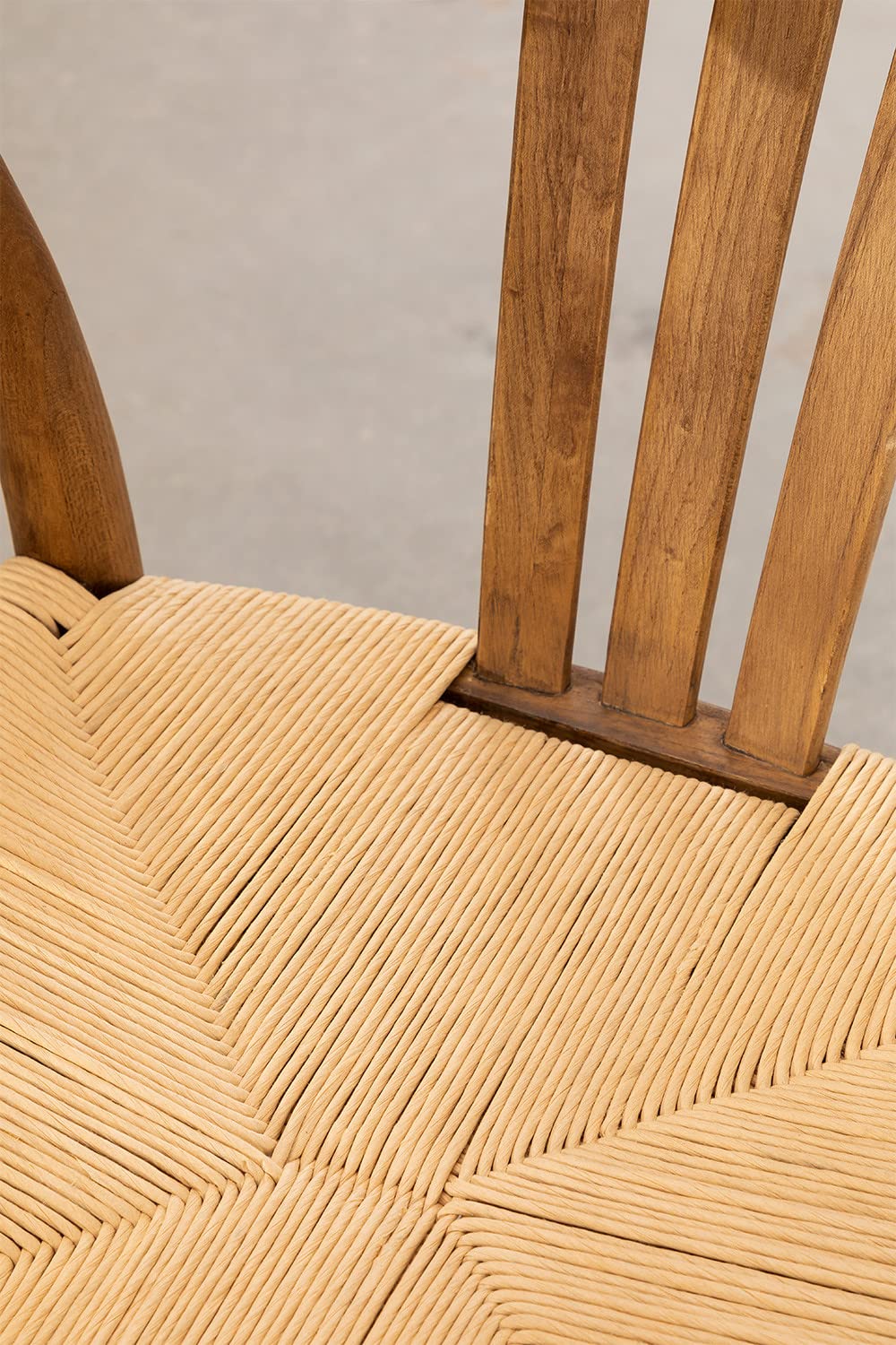 Sklum Uish Retro sedia da pranzo legno scuro corda