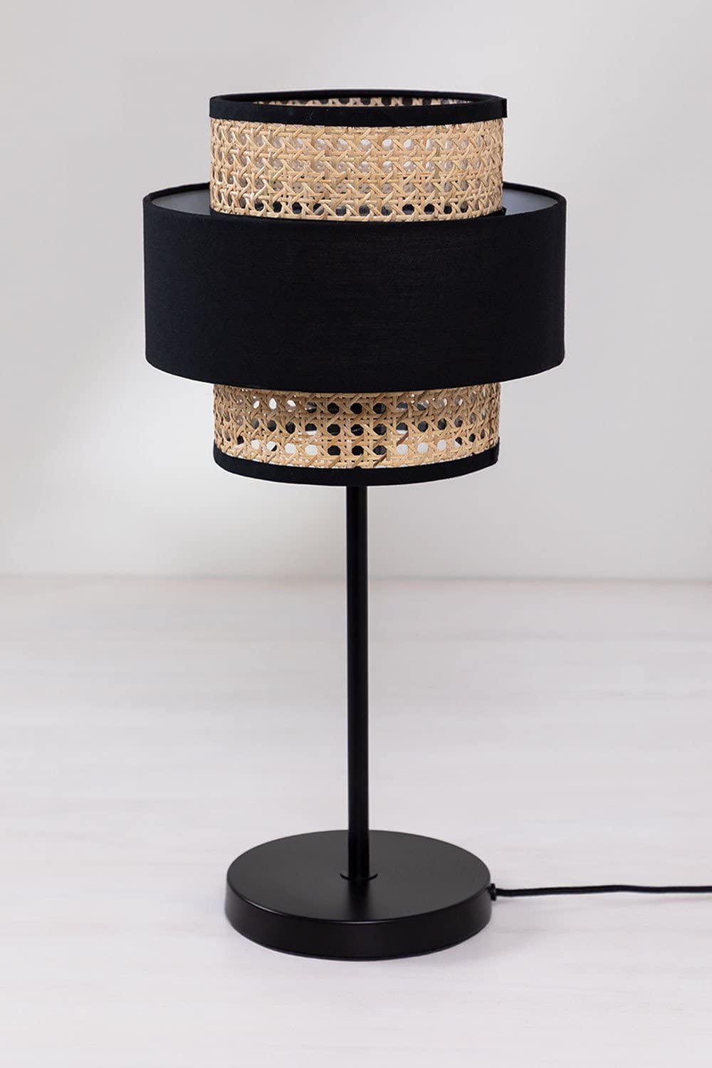 Sklum Satu lampada da tavolo rattan nero Ø26,5 cm