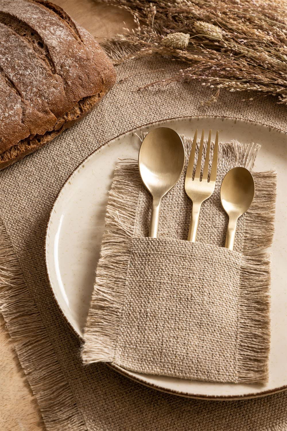 Sklum Aratz Set 4 Portaposate Lino Busta
