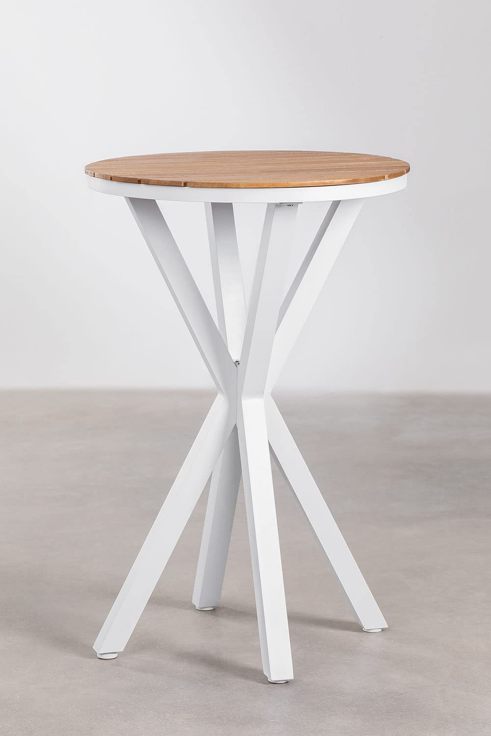 Sklum Archer tavolo bar alto tondo bianco Ø70 cm legno