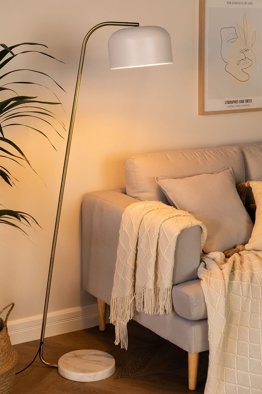 Sklum Lidyas lampada da terra bianco 160 cm marmo