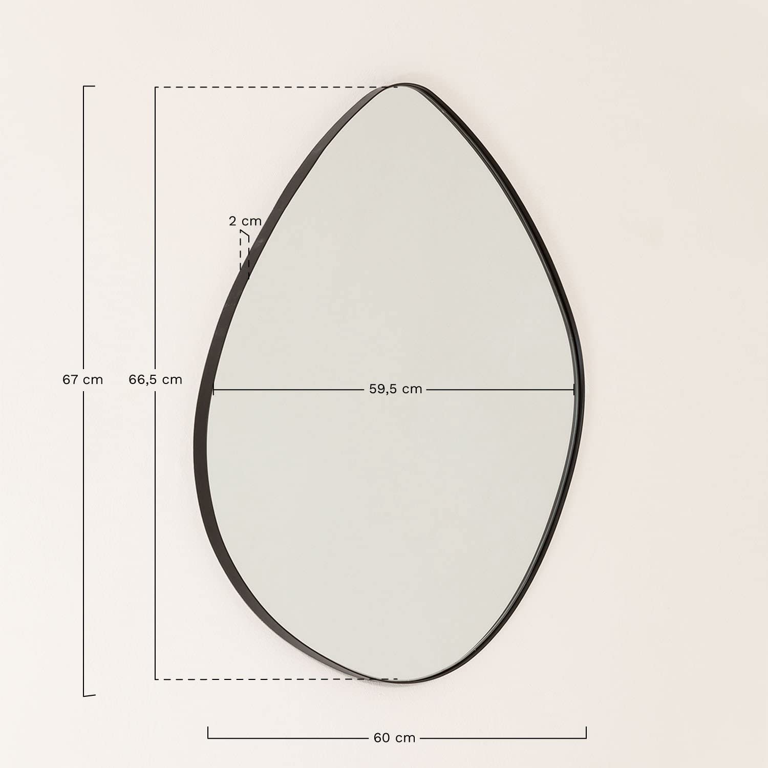 Sklum Astrid Specchio da Parete Nero 60x67 cm in Metallo