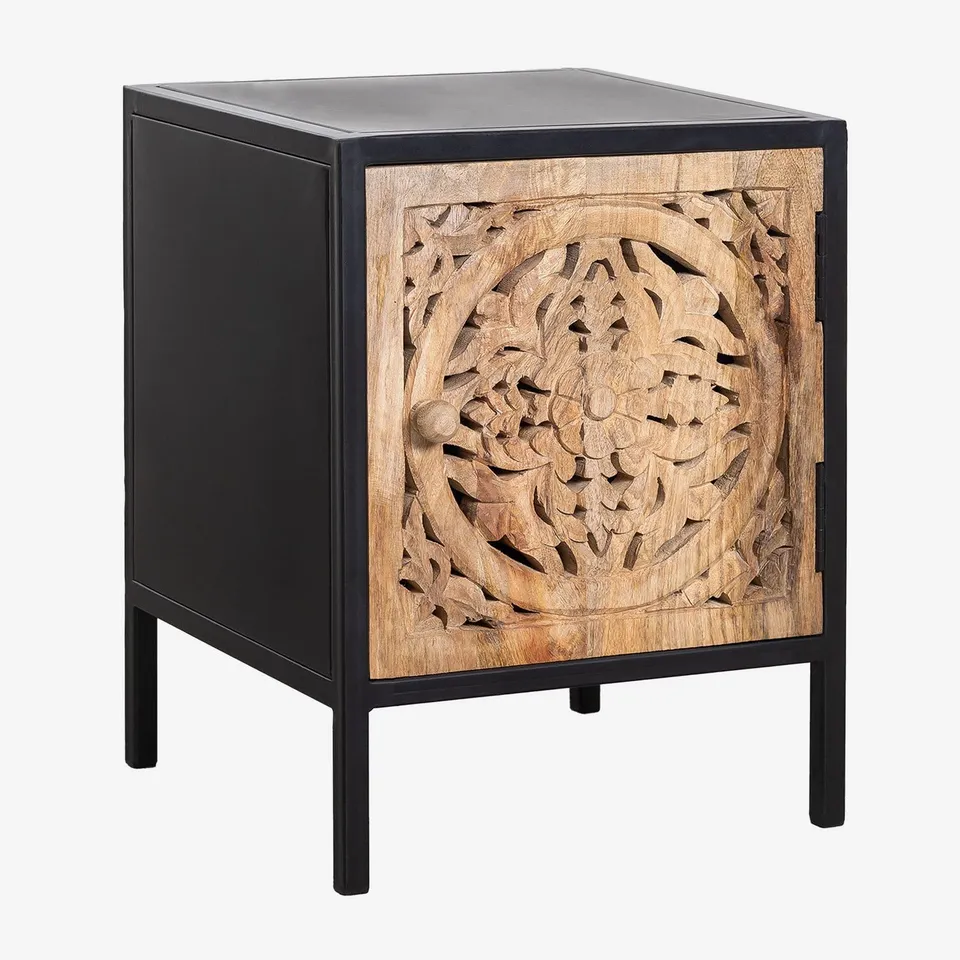 Sklum Semey comodino legno mango 40 cm black natural