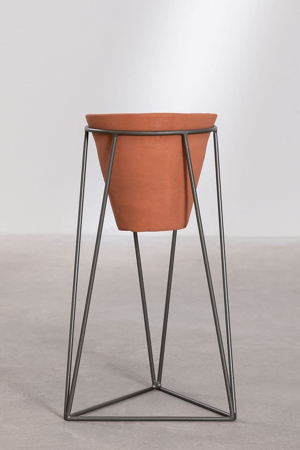 Sklum Jahr Vaso in Ceramica 40 cm con Base Acciaio